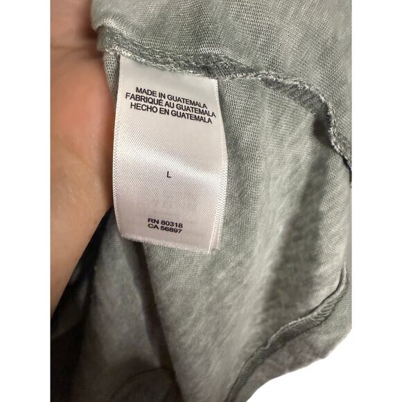 Lucky Brand Venice Burnout tee 1/4 button down in grey/khaki green - Picture 6 of 8